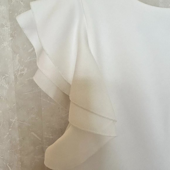 TOMMY HILFINGER HOLIDAY Cocktail Black and White Dress Ruffles Sz 12. Excellent - Picture 9 of 11